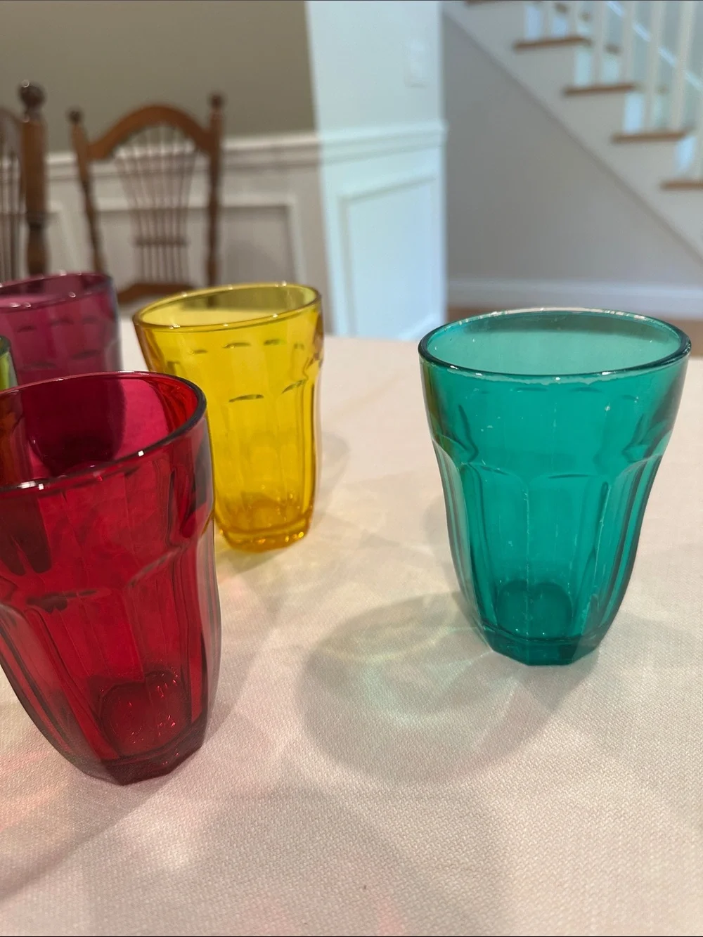Set of 6 Vintage Multi Jewel Tone Color Pasabahce Palaks Glasses Cups Glass